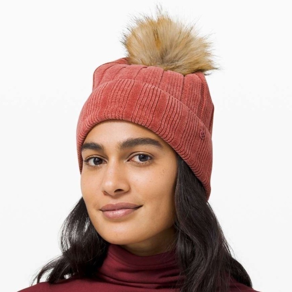 Lululemon Pom Perfection Beanie One Size Soft Cranberry Cozy Athleisure Winter